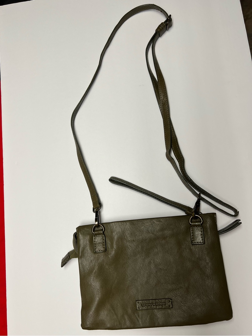 Lucky Brand Chira Convertible Leather Crossbody Olive Green Purse